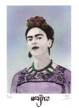 Load image into Gallery viewer, Mexican Frida Siligraphy Engraving - Watercolour and Spray by Wajiro Dream - 25x17.5 cms. - 2017 Limited Edition
