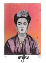 Load image into Gallery viewer, Mexican Frida Siligraphy Engraving - Watercolour and Spray by Wajiro Dream - 25x17.5 cms. - 2017 Limited Edition
