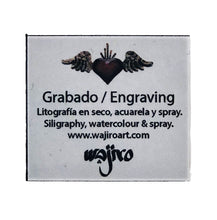 Load image into Gallery viewer, Chiapaneco EZLN Siligraphy Engraving - Watercolour and Spray by Wajiro Dream - 17.5x12.5 cms. - 2017 Limited Edition
