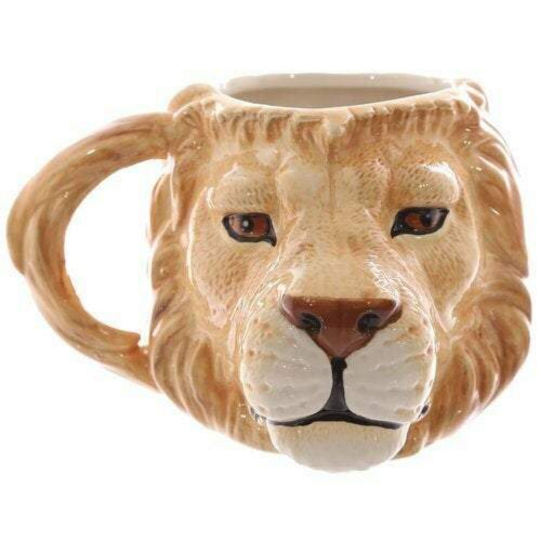 Set of 6 Lion Head Ceramic Mugs