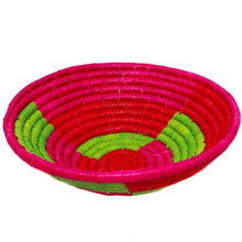 Load image into Gallery viewer, Raffia Fruit Basket Fuschia and Lime Base, 30cm. Fair Trade, Eco and Ethical Gifts for the Trade.
