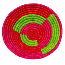 Load image into Gallery viewer, Raffia Fruit Basket Fuschia and Lime Base, 30cm. Fair Trade, Eco and Ethical Gifts for the Trade.
