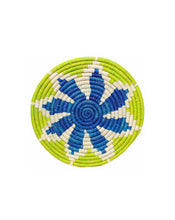 Load image into Gallery viewer, Raffia Placemat Lime White Blue, 30cm. Fair Trade, Eco and Ethical Gifts for the Trade
