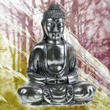 Load image into Gallery viewer, Buddha Meditation Pose Ornament Stone Cast - Silver 31cm Homeware
