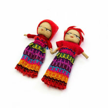 Load image into Gallery viewer, Guatemalan Worry Dolls Holding Hands on Card
