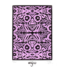 Load image into Gallery viewer, Oaxaca Embroidery Pink Original Linocut and Watercolour Engraving - Limited Edition 25x17.5cm - 2017 Handmade Mexican Art
