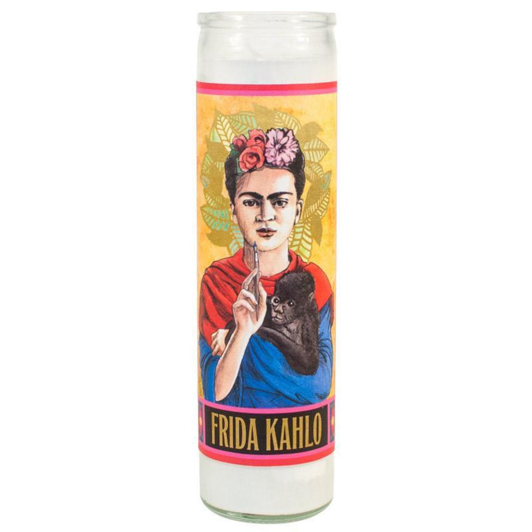 Frida Kahlo Secular Saint Candle Glass