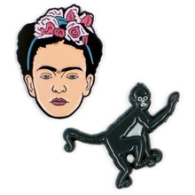 Load image into Gallery viewer, Frida Mexican Artist &amp; Monkey Pins by The Unemployed Philosophers Guild
