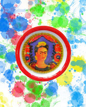 Load image into Gallery viewer, Set of 2 &quot;The Frame&quot; by Frida Mexican Artist Melamine Plate - Red Border
