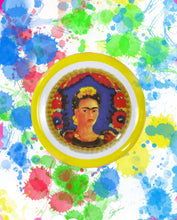 Load image into Gallery viewer, Set of 2 &quot;The Frame&quot; by Mexican Artist Frida Melamine Plate - Yellow Border
