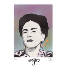 Load image into Gallery viewer, Mexican Frida Siligraphy Engraving - Watercolour and Spray by Wajiro Dream - Mexipop Art Design- 2019 Limited Edition 25x17.5cm
