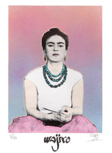 Load image into Gallery viewer, Mexican Frida Siligraphy Engraving - Watercolour and Spray by Wajiro Dream - 25x17.5 cms. - 2017 Limited Edition
