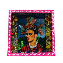Load image into Gallery viewer, Frida Kahlo Self-Portrait Handmade Showcase – Self Portrait dedicated to Dr Eloesser, 1940 - Kitsch Home Decoration 15x15cm
