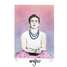 Load image into Gallery viewer, Mexican Frida Siligraphy Engraving - Watercolour and Spray by Wajiro Dream - 25x17.5 cms. - 2017 Limited Edition
