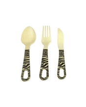Load image into Gallery viewer, Organic Bamboo Cutlery Set Zebra

