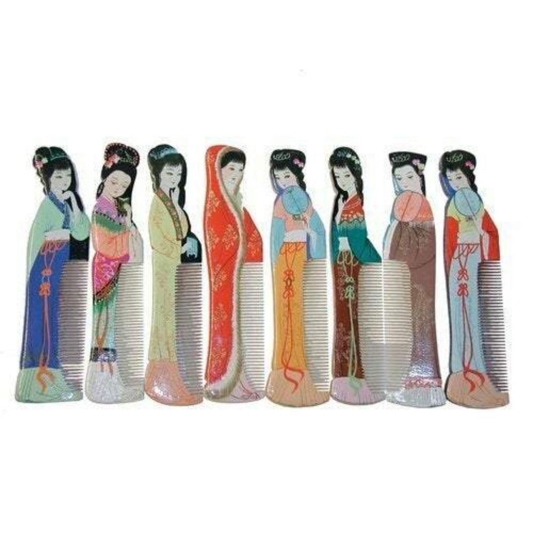 Oriental Lady Wooden Hair Comb