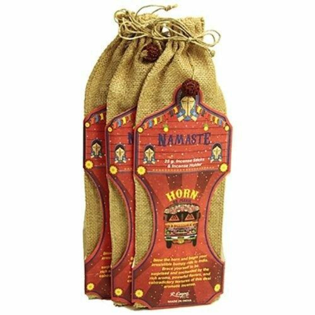 Set Of 3 Incense and holder in jute bag Namaste Fair Trade. Giftware