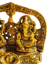 Load image into Gallery viewer, Lakshmi and Ganesh with Diya Golden Metal Home Decoration
