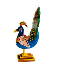 Load image into Gallery viewer, Dancing Peacock Figurine Wooden Handcrafted 23cm
