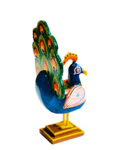 Load image into Gallery viewer, Dancing Peacock Figurine Wooden Handcrafted 23cm
