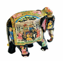 Load image into Gallery viewer, Unique Wooden Elephant Hand Painted with Shikar Miniature Paintings Piece of Art Home Decoration
