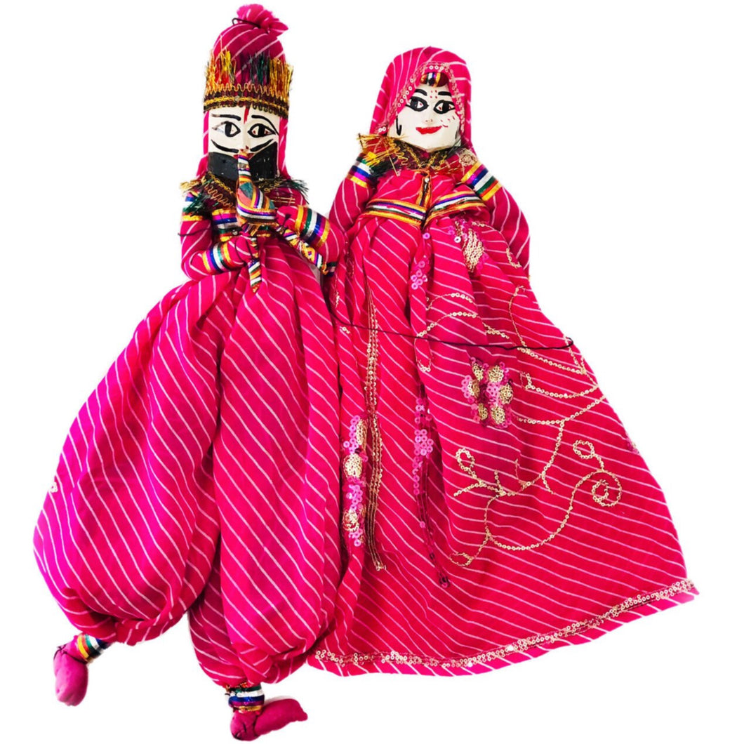 Rajasthani Puppet Couple Pink Colour Handmade