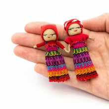 Load image into Gallery viewer, Guatemalan Worry Dolls Holding Hands on Card
