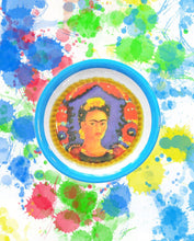 Load image into Gallery viewer, Set of 2 &quot;The Frame&quot; by Frida Mexican Artist Melamine Plate - Blue Border

