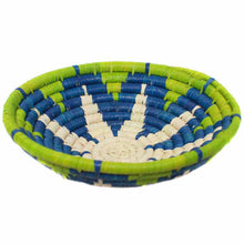 Load image into Gallery viewer, Raffia Fruit Basket Lime Blue White, 24cm. Fair Trade, Eco and Ethical Gifts for the Trade
