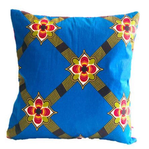African Blue Floral Motifs Cushion Cover