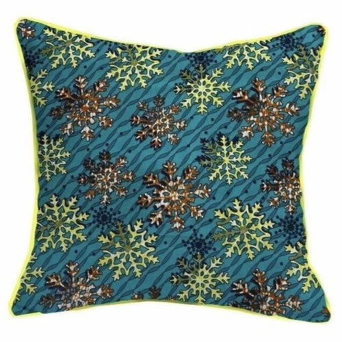 African Cushion Cover Green Yellow and Brown Colours
