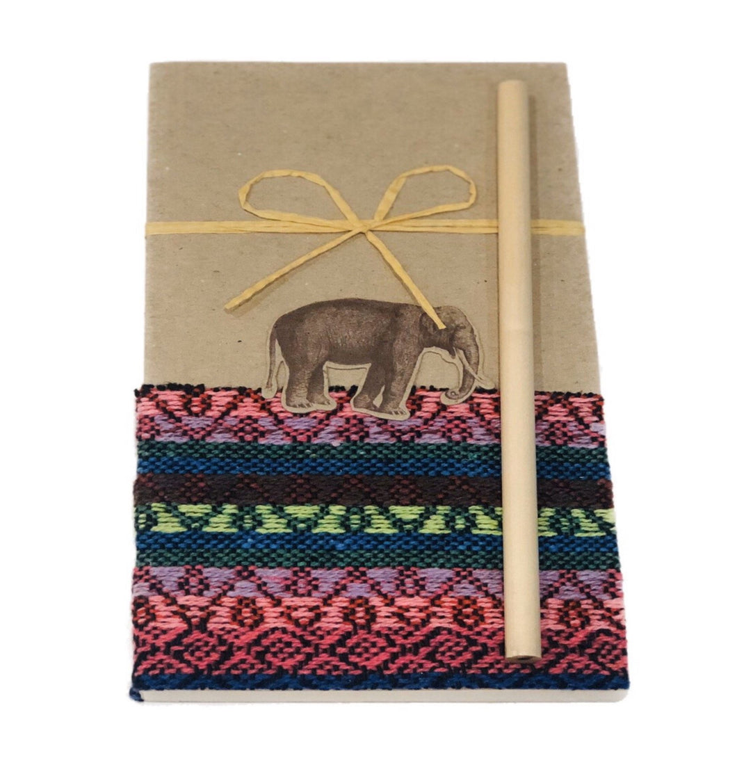 Notebook with Elephant- 10.5 x 19cm - Fair Trade