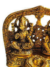 Load image into Gallery viewer, Lakshmi and Ganesh with Diya Golden Metal Home Decoration
