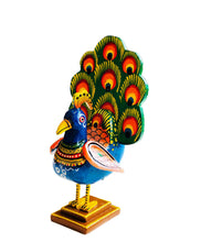 Load image into Gallery viewer, Dancing Peacock Figurine Wooden Handcrafted 23cm
