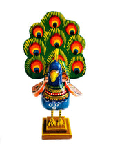 Load image into Gallery viewer, Dancing Peacock Figurine Wooden Handcrafted 23cm
