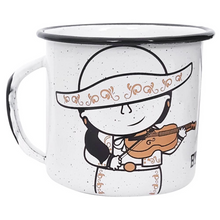 Load image into Gallery viewer, White Coffee Enamel Mug Mexican Mariachi Lady - ByMexico
