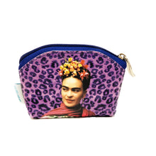 Load image into Gallery viewer, Mexican Frida Coin Purse Purple Animal Print - By Wajiro Dream MexiPop Art Design
