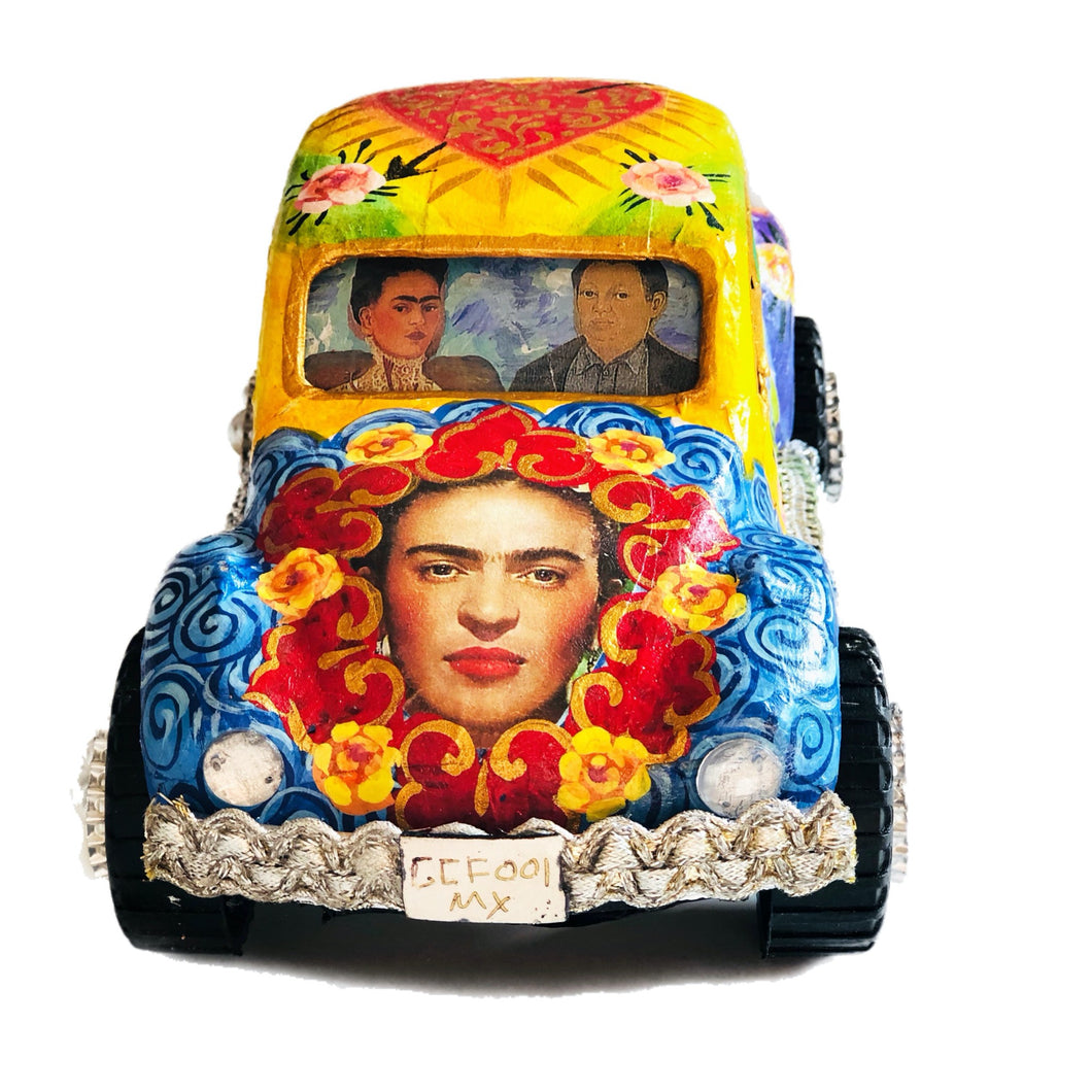 Frida and Diego Mexican Taxi - Handmade 26cm - Mexican Folk Art
