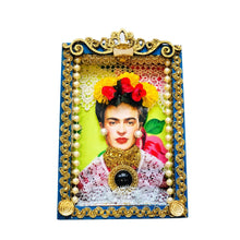 Load image into Gallery viewer, Frida Wooden Shrine 23cm Blue - Mexican Folk Art
