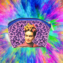 Load image into Gallery viewer, Mexican Frida Coin Purse Purple Animal Print - By Wajiro Dream MexiPop Art Design
