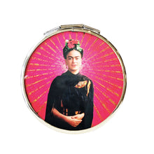 Load image into Gallery viewer, Doubled Pocket Mirror -Frida Pink Background By Wajiro Dream Mexipop Art Design
