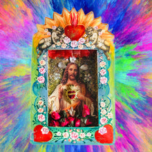 Load image into Gallery viewer, Sacred Heart of Jesus with Angels Tin Shrine 26cm - Mexican Handmade Art
