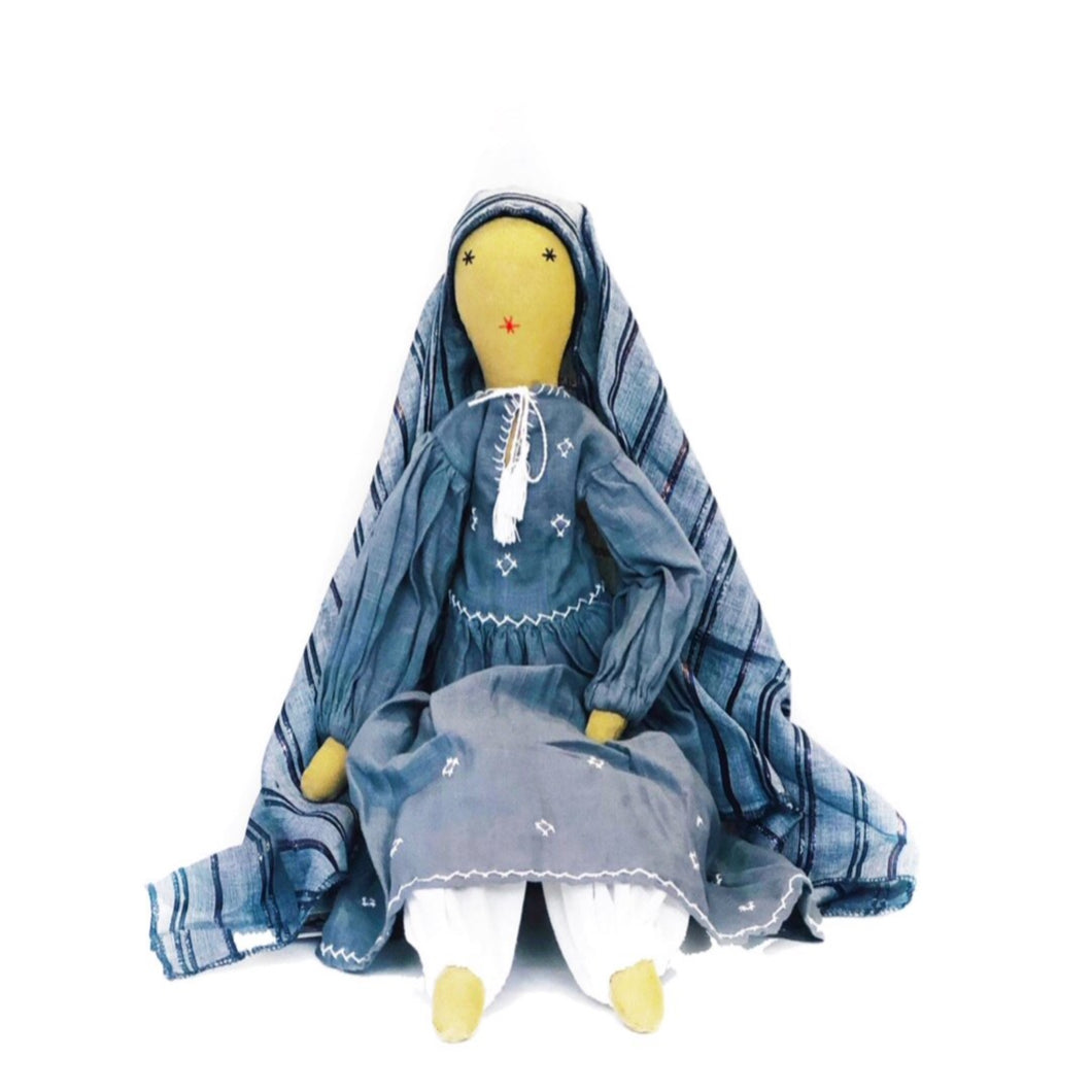 Fair Trade Doll Afghan Lady with Blue Veil H47cm Handmade