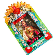 Load image into Gallery viewer, Sacred Heart of Jesus with Angels Tin Shrine 26cm - Mexican Handmade Art
