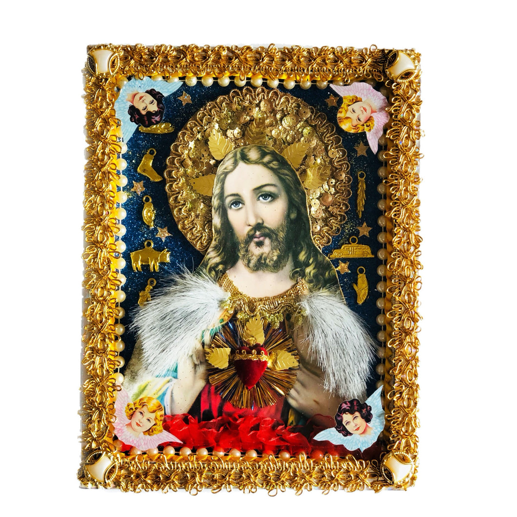 Sacred Heart of Jesus Shrine 28cm - Unique Mexican Handmade Art