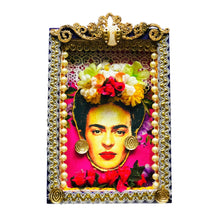 Load image into Gallery viewer, Frida Wooden Shrine 23cm with Flowers - Mexican Folk Art
