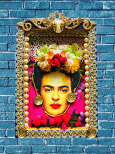 Load image into Gallery viewer, Frida Wooden Shrine 23cm with Flowers - Mexican Folk Art
