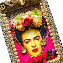 Load image into Gallery viewer, Frida Wooden Shrine 23cm with Flowers - Mexican Folk Art
