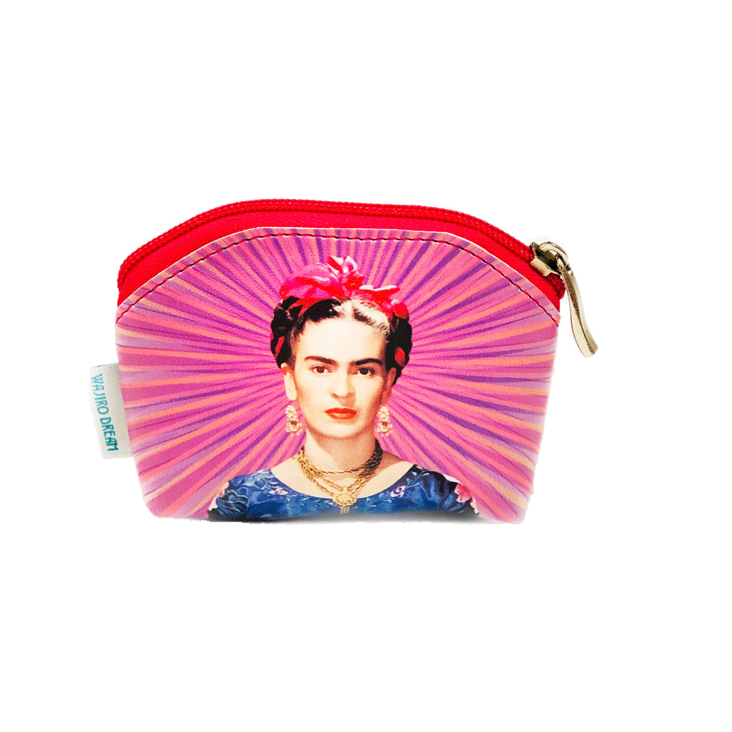 Mexican Frida Coin Purse with Colourful Rays - By Wajiro Dream MexiPop Art Desig