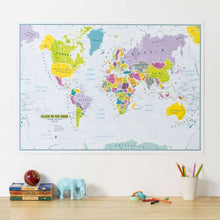 Load image into Gallery viewer, Glow in the Dark Children&#39;s World Map 84.1cm (w) x 59.4 (h)

